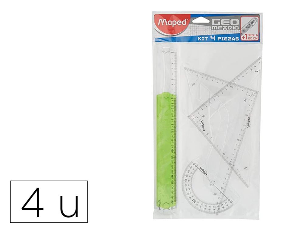 KIT REGLAS MAPED 4 PIEZAS + 1 REGLA 20 CM. REGALO