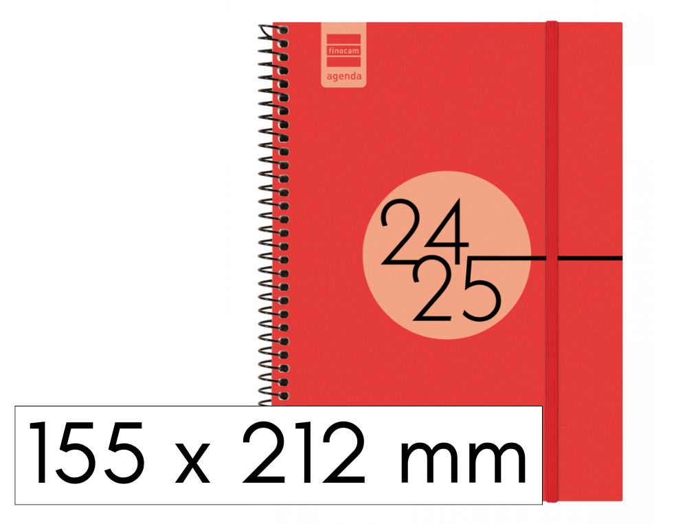 AGENDA ESCOLAR FINOCAM ESPIRAL 155X215 S/V EN CATALAN HORIZONTAL COLOR ROJO