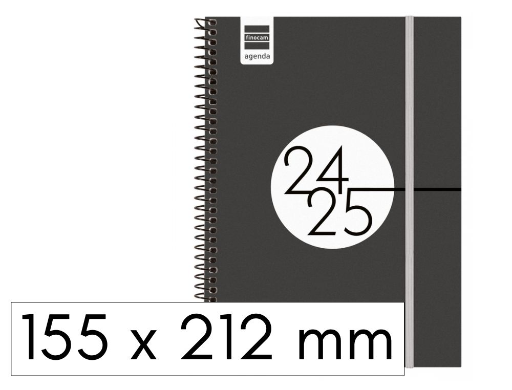 AGENDA ESCOLAR FINOCAM ESPIRAL 155X215 S/V HORIZONTAL EN CATALAN COLOR NEGRO