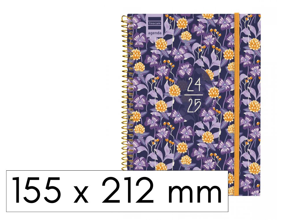 AGENDA ESCOLAR ESPIRAL C/GOMA PP A5 S/V HORIZONTAL LILAC CATALAN FINOCAM
