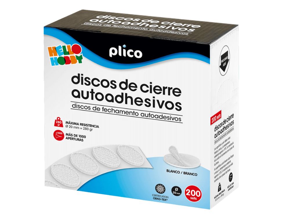 200 SETS DE DISCOS AUTOADHESIVOS 20 MM DE DIAMETRO BLANCO