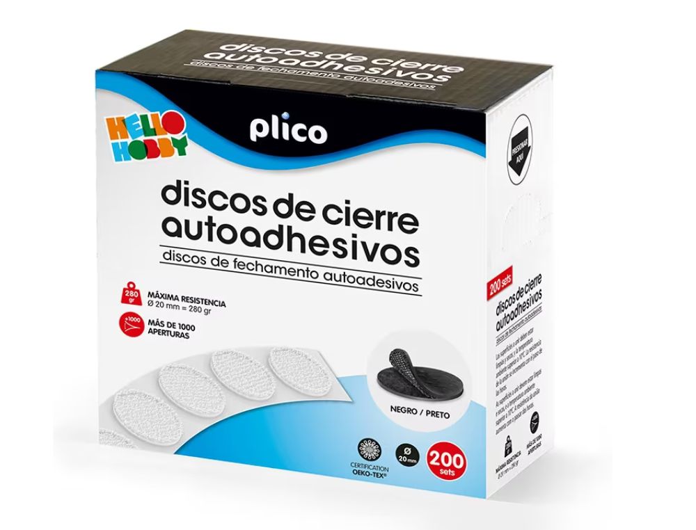 DISCOS DE VELCRO AUTOADHESIVOS 20MM NEGRO 200 UDS.