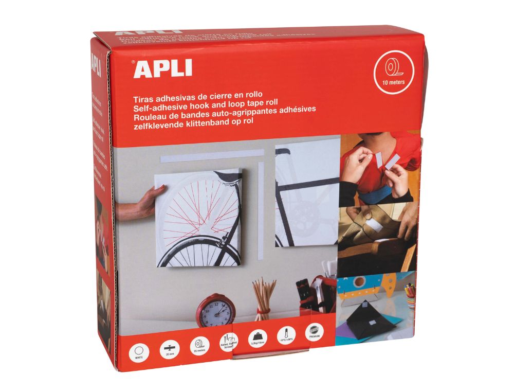 CINTA VELCRO ADHESIVA BLANCA 2 CM X 10 M APLI