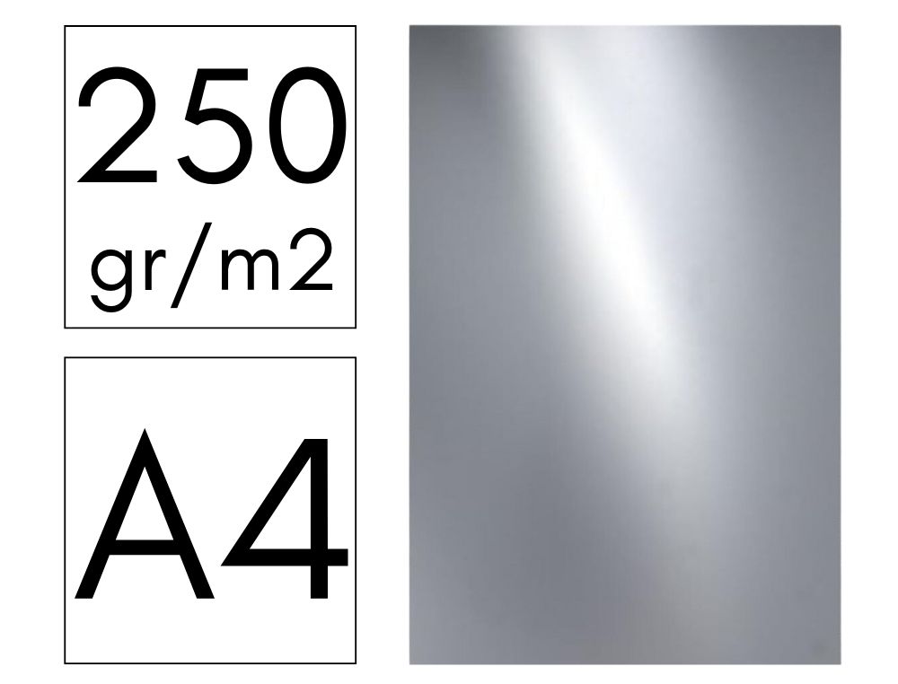 CARTULINA A4 25H METALIZADA PLATA