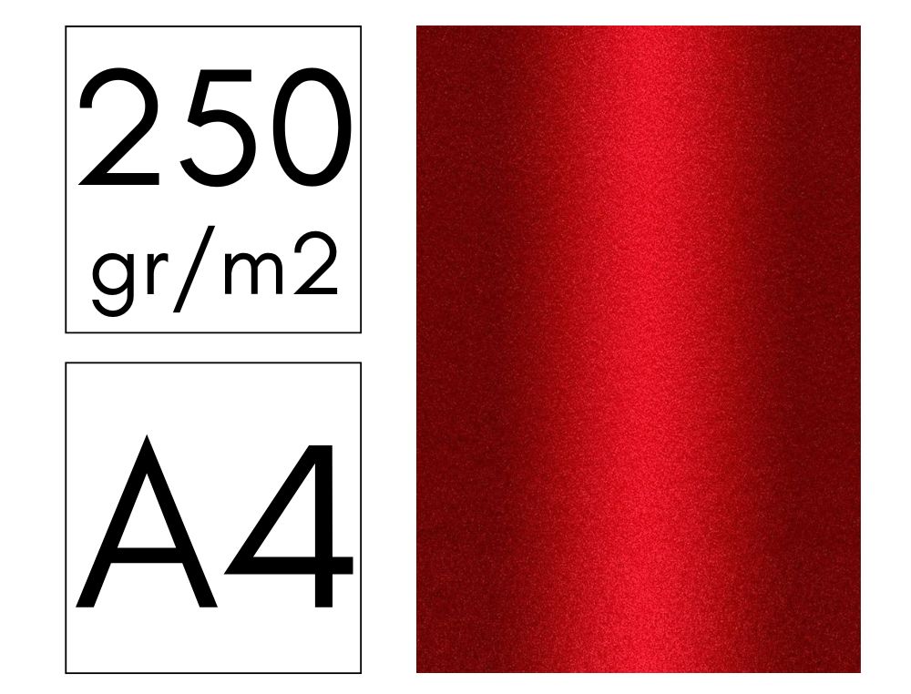 CARTULINA A4 25H METALIZADA ROJO