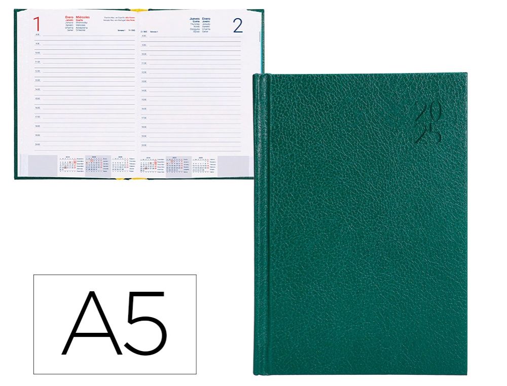 AGENDA ENCUAD. LIDERPAPEL CORFU A5 2025 D/P VERDE 60 GRS.
