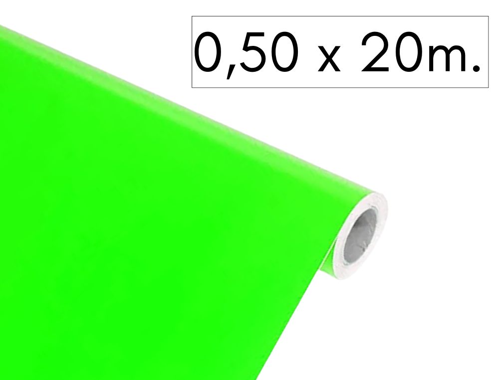 ROLLO DE FILM AUTOADHESIVO 0.50X20 MT VERDE FLUOR