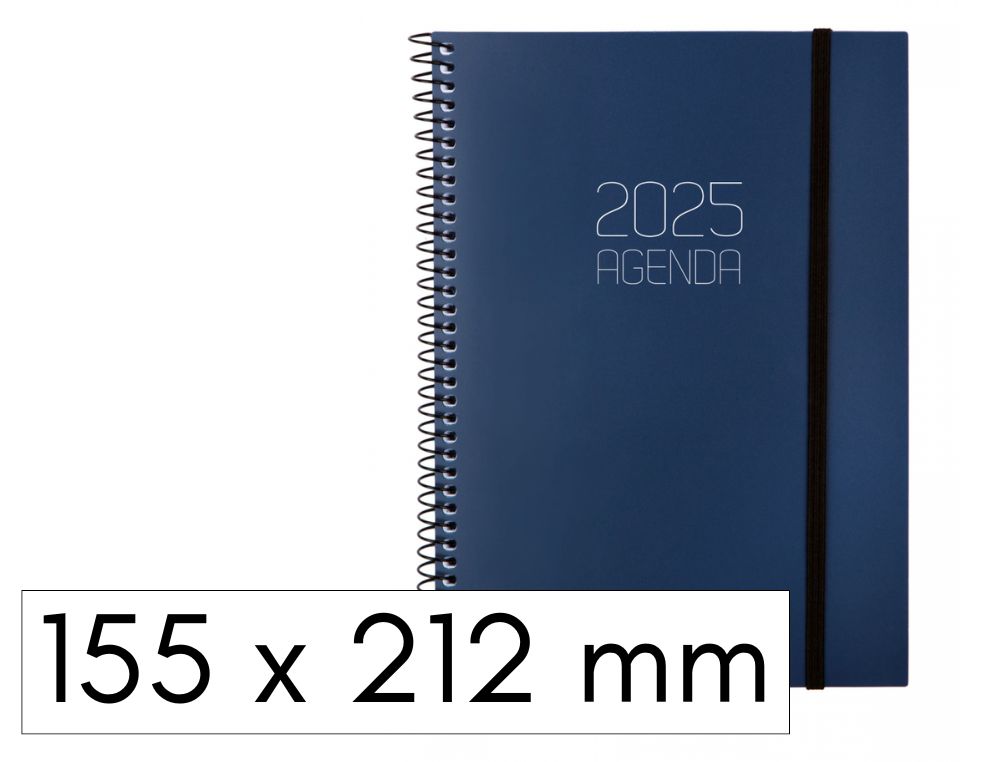 AGENDA FINOCAM OPAQUE S/V ESPIRAL CON GOMA 155X212 MM. AZUL