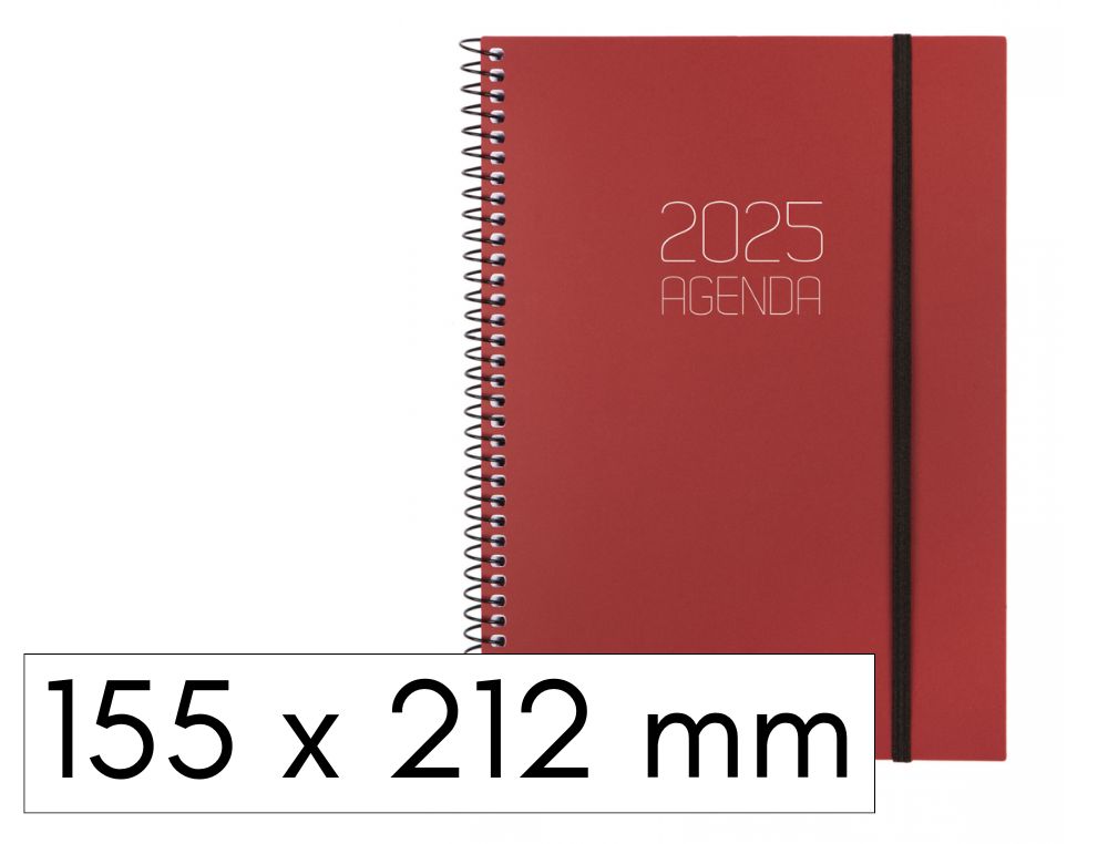 AGENDA FINOCAM OPAQUE S/V ESPIRAL CON GOMA 155X212 MM. BURDEOS
