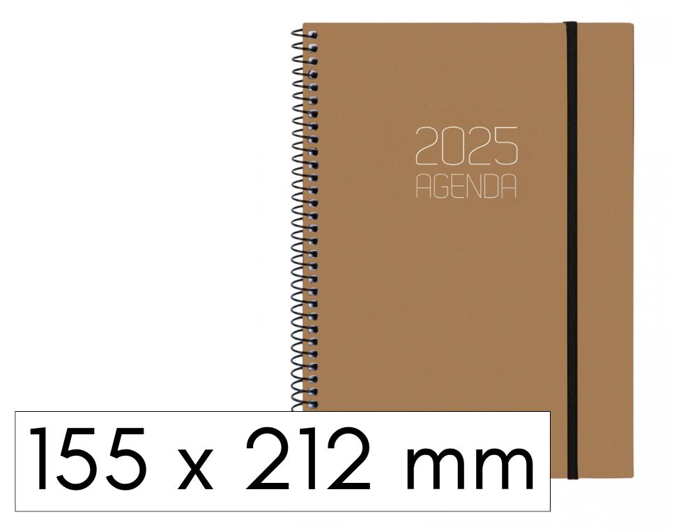 AGENDA FINOCAM OPAQUE S/V ESPIRAL CON GOMA 155X212 MM. MARRON