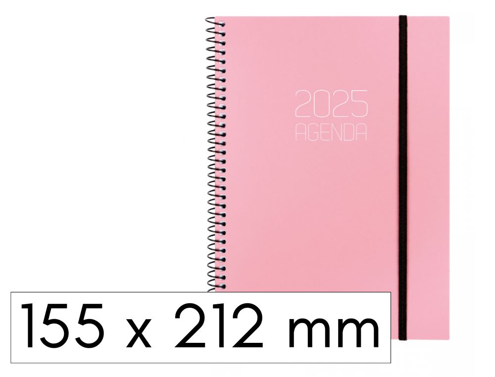 AGENDA FINOCAM OPAQUE S/V ESPIRAL CON GOMA 155X212 MM. ROSA