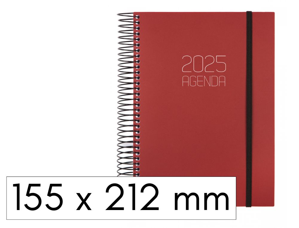 AGENDA FINOCAM OPAQUE ESPIRAL D/P CON GOMA 155X212 MM. BURDEOS