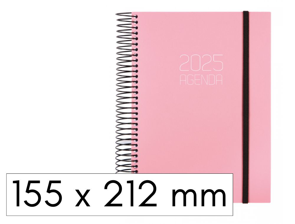 AGENDA FINOCAM OPAQUE ESPIRAL D/P CON GOMA 155X212 MM. ROSA