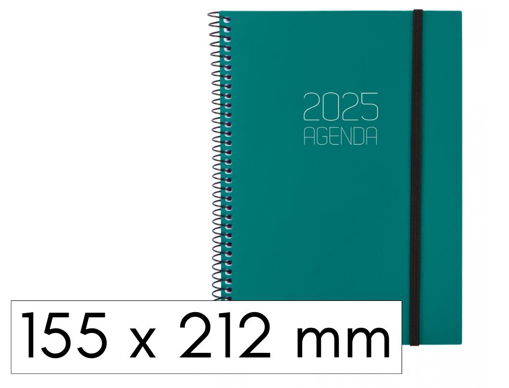 AGENDA FINOCAM OPAQUE ESPIRAL D/P CON GOMA 155X212 MM. VERDE
