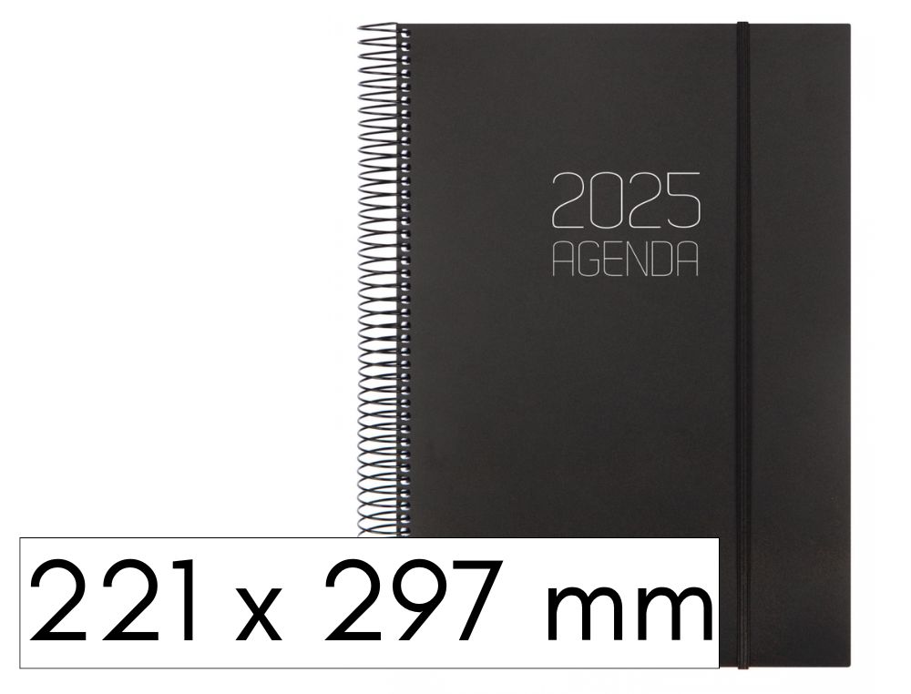 AGENDA FINOCAM OPAQUE ESPIRAL D/P CON GOMA A4 NEGRO
