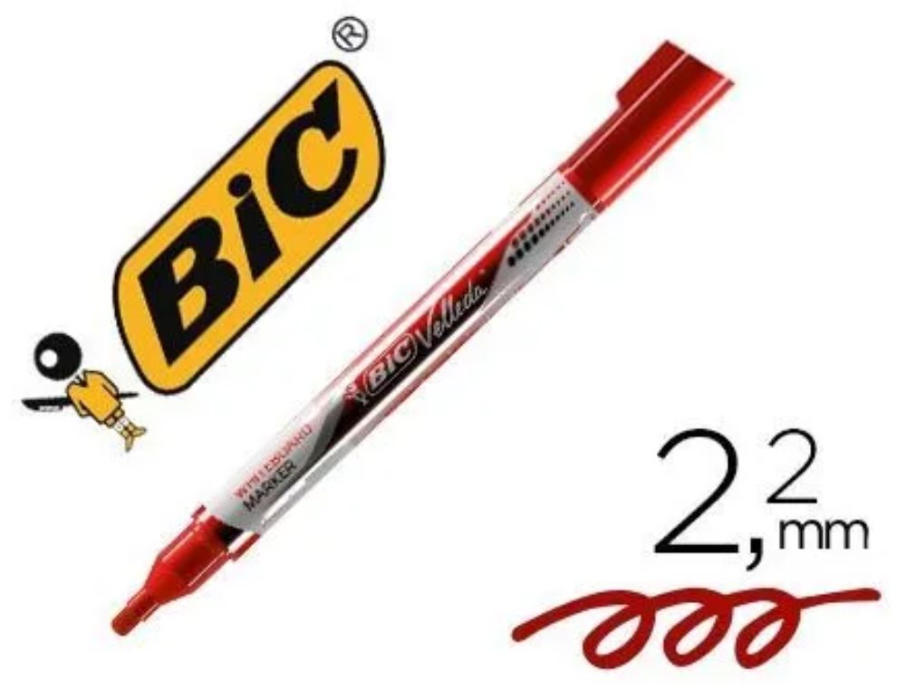 Rotulador bic velleda liquid pocket punta redonda 2,2 mm rojo